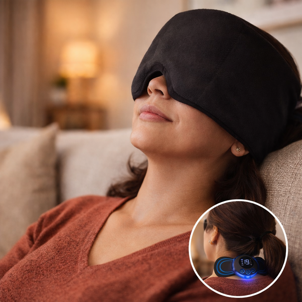 Combo Rescate Total Migraña™— Gorro Frío 360° + Masajeador Eléctrico · Migraña y Tensión Cervical