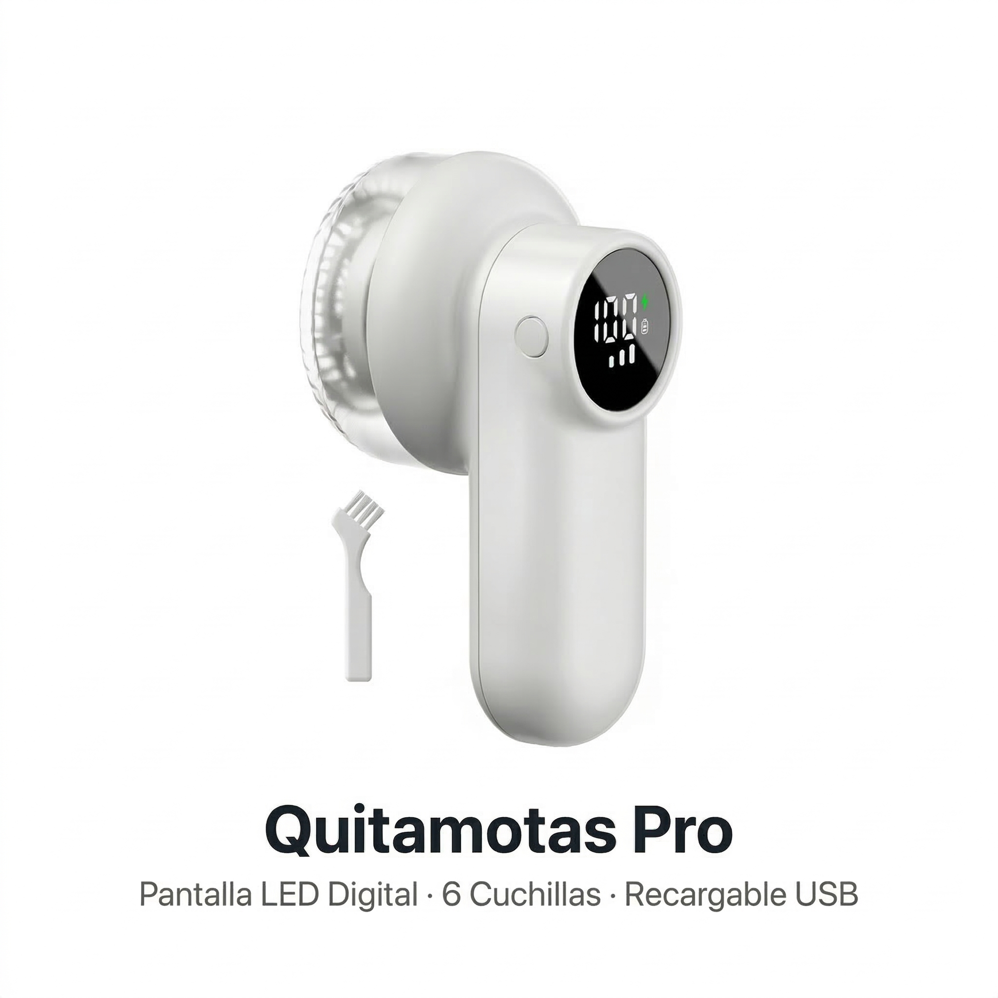 Tu ropa favorita, como nueva en segundos. El quitapelusas con pantalla LED que elimina pelusas, bolitas y pilling al instante — sin dañar la tela